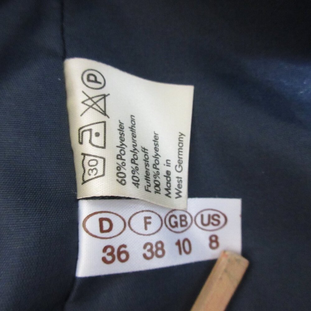 Cyril Creation Suisse Navy Blue Trench Coat Sz 8 Overcoat Faux Suede Germany Vtg View 5